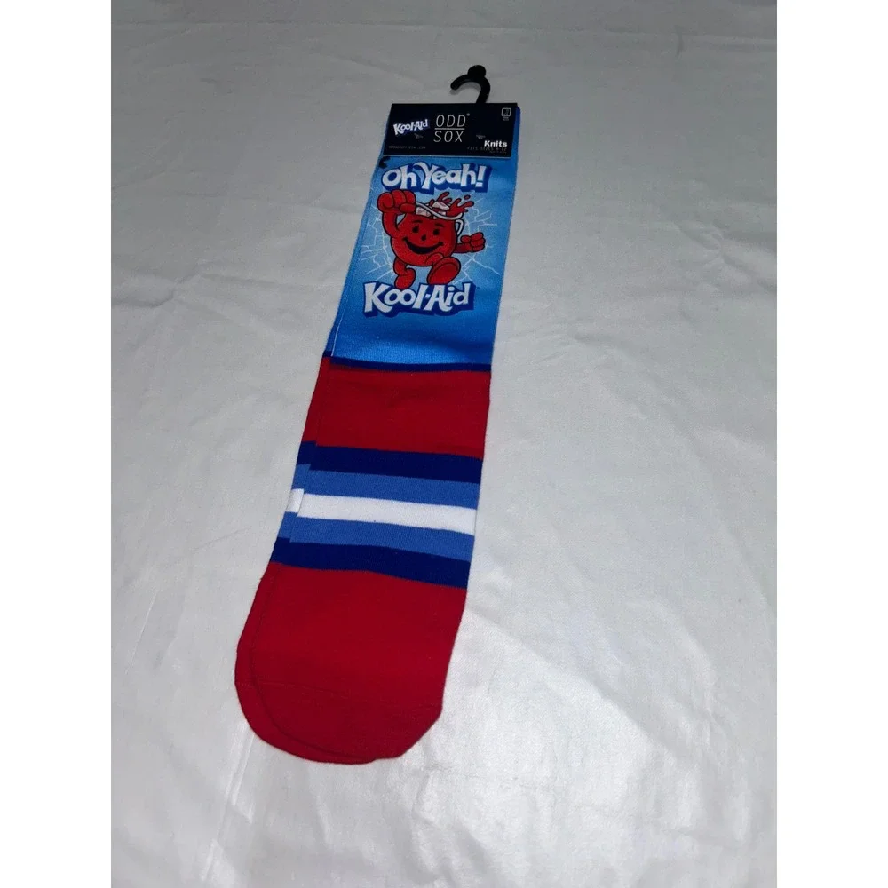 Odd Sox Kool-Aid Man Oh Yeah Crew Socks Blue Red Striped Mens‎ Size 8-12 New